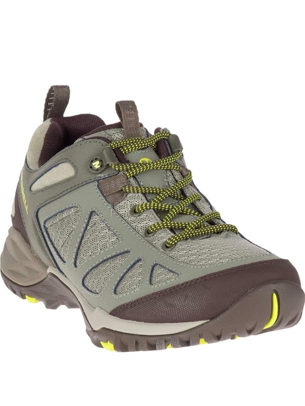 Merrell Women’s Siren Sport Q2 Grey and Brown Trail Hiking Shoes w/Lime Accents